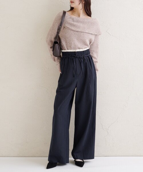 mystic（ミスティック）の「ワンショルデザインニット（ニット/セーター・レディース・チャコールグレー/ベージュ/オフホワイト/ボルドー・FREE）」の14枚目の写真