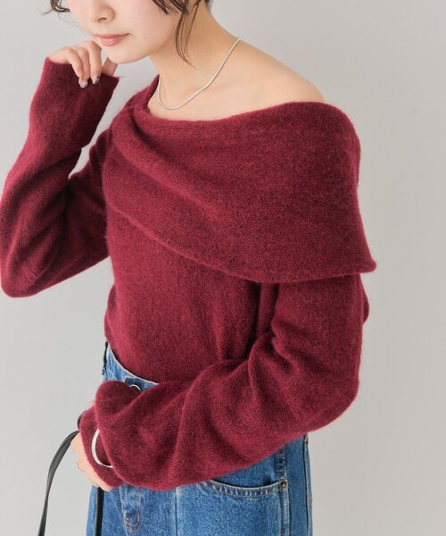 mystic（ミスティック）の「ワンショルデザインニット（ニット/セーター・レディース・チャコールグレー/ベージュ/オフホワイト/ボルドー・FREE）」の17枚目の写真