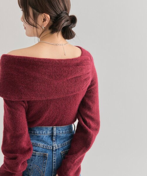 mystic（ミスティック）の「ワンショルデザインニット（ニット/セーター・レディース・チャコールグレー/ベージュ/オフホワイト/ボルドー・FREE）」の19枚目の写真