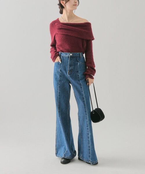 mystic（ミスティック）の「ワンショルデザインニット（ニット/セーター・レディース・チャコールグレー/ベージュ/オフホワイト/ボルドー・FREE）」の22枚目の写真