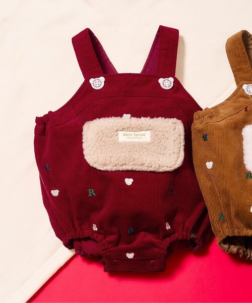 apres les cours（アプレレクール）の「【リンク】tiny bear サロペット（その他ベビーウェア・キッズ・レッド/キャメル・80/70）」の2枚目の写真