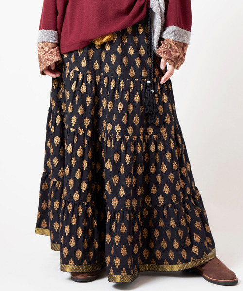 チャイハネ（チャイハネ）の「【チャイハネ】オーピュレティアードスカート（スカート・レディース・ホワイト/ブラック/レッド・FREE）」の2枚目の写真