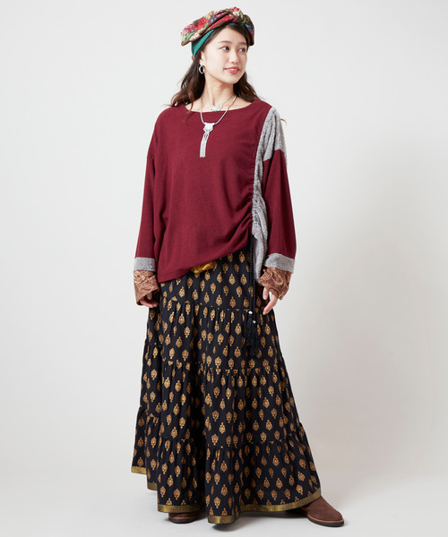 チャイハネ（チャイハネ）の「【チャイハネ】オーピュレティアードスカート（スカート・レディース・ホワイト/ブラック/レッド・FREE）」の8枚目の写真