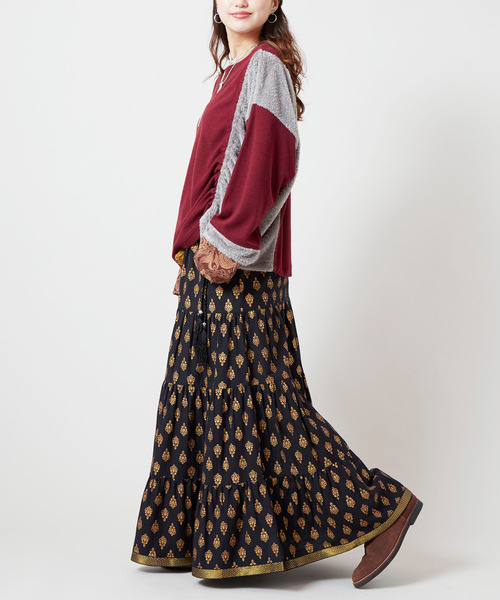 チャイハネ（チャイハネ）の「【チャイハネ】オーピュレティアードスカート（スカート・レディース・ホワイト/ブラック/レッド・FREE）」の7枚目の写真