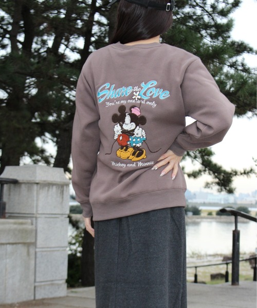 セール】【DISNEY/ディズニー】ミッキーマウス裏起毛サガラ刺繍クルー