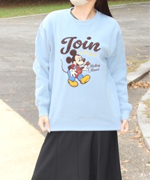 【DISNEY/ディズニー】ミッキーマウス裏起毛サガラ刺繍クルーネックトレーナー