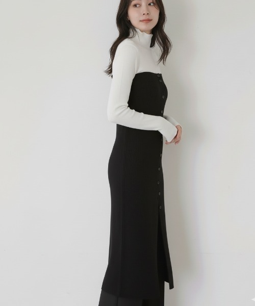 Lateru(ラテル)の「ボタンデザインニットスカート 2WAY着用可能(スカート・レディース・キャメル/アイボリー/ブラック・FREE)」の7枚目の写真