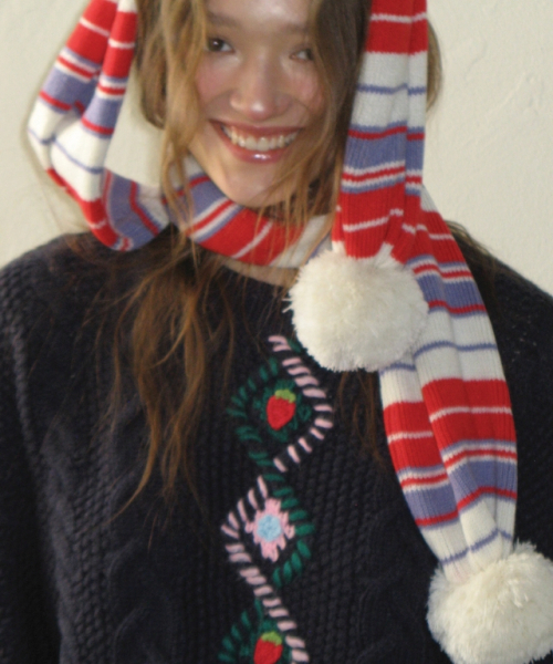 BERRY HANDMADE POINT FISHERMAN PULLOVER KNIT NAVY