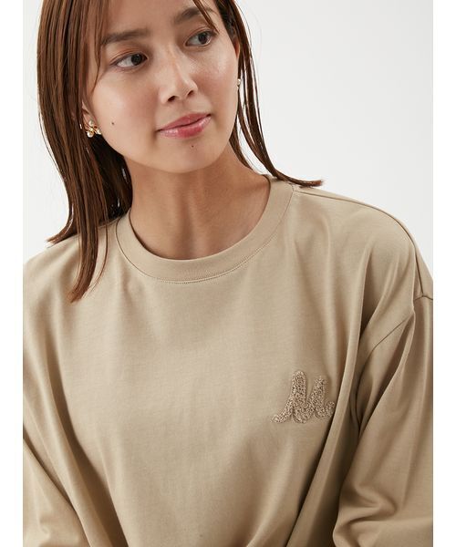 Mila Owen(ミラオーウェン)の「サガララメ刺繍ロンT(Tシャツ/カットソー・レディース・ベージュ/ネイビー/ホワイト/ライトブルー・F)」の3枚目の写真