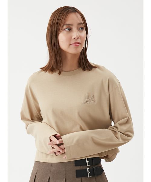 Mila Owen(ミラオーウェン)の「サガララメ刺繍ロンT(Tシャツ/カットソー・レディース・ベージュ/ネイビー/ホワイト/ライトブルー・F)」の6枚目の写真