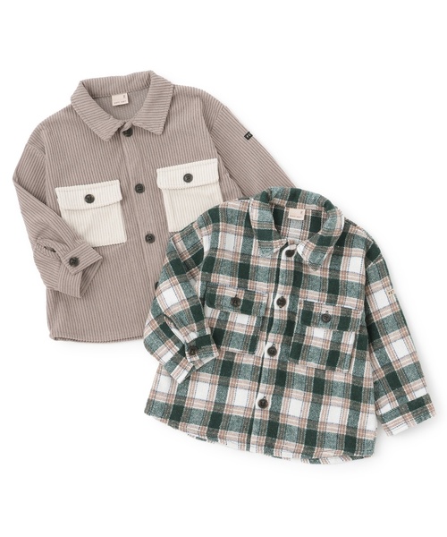 petit main（プティマイン）の「コーデュロイ/チェックアソートシャツ（シャツ/ブラウス・キッズ・カラフル/グレー・100cm/120cm/130cm/90cm/110cm/80ｃｍ）」の16枚目の写真