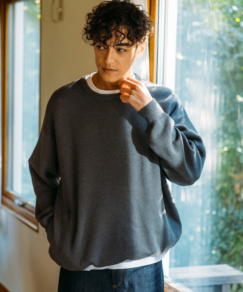 Firsthand(ファーストハンド)の「Firsthand/ファーストハンド ミラノリブ スピンドル クルーニット / イージーケア(ニット/セーター・メンズ・ネイビー/ブラック/チャコールグレー・M/L)」の2枚目の写真