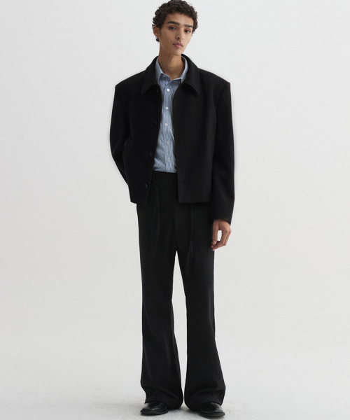 DNSR（ディーエヌエスアール）の「ベルテッドウールフレアスラックスブラック（スラックス・メンズ・その他・SMALL/MEDIUM/LARGE/X-LARGE）」の2枚目の写真