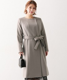 Nissen glamor（ニッセングラマー）の「【大きい胸専用】ウール混ノーカラーロングコート（ノーカラーコート）」