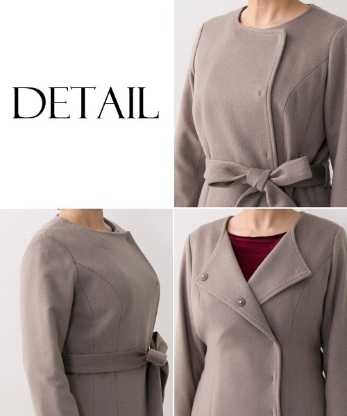 Nissen glamor(ニッセングラマー)の「【大きい胸専用】ウール混ノーカラーロングコート(ノーカラーコート・レディース・ブラック/ベージュ・M/L/LL)」の20枚目の写真