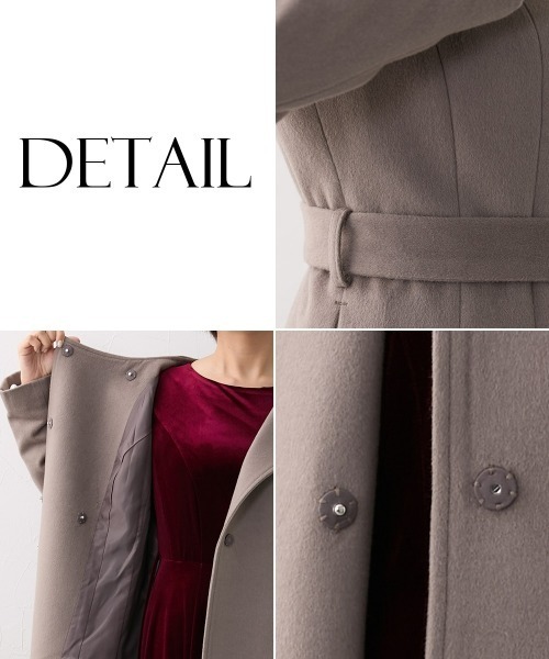 Nissen glamor(ニッセングラマー)の「【大きい胸専用】ウール混ノーカラーロングコート(ノーカラーコート・レディース・ブラック/ベージュ・M/L/LL)」の21枚目の写真