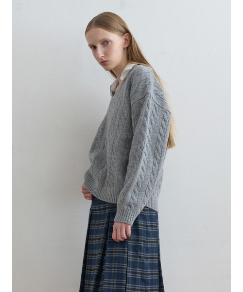 Kijun（キジュン）の「Shirt Collar V-Neck Knit Melange Grey（ニット/セーター・レディース・その他・SMALL/MEDIUM）」の2枚目の写真
