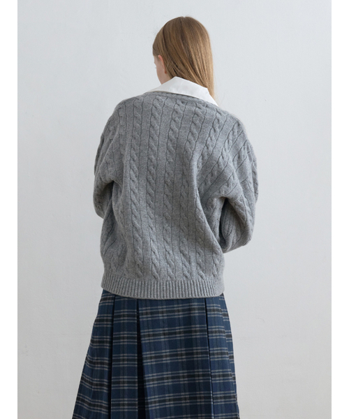 Kijun（キジュン）の「Shirt Collar V-Neck Knit Melange Grey（ニット/セーター・レディース・その他・SMALL/MEDIUM）」の3枚目の写真