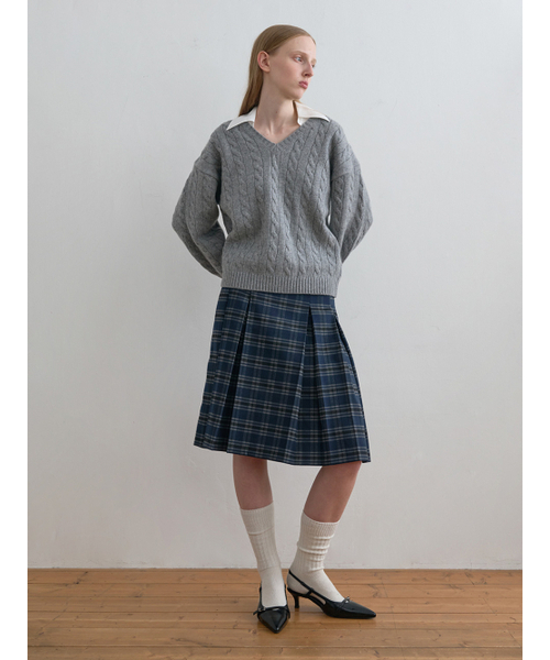 Kijun（キジュン）の「Shirt Collar V-Neck Knit Melange Grey（ニット/セーター・レディース・その他・SMALL/MEDIUM）」の4枚目の写真
