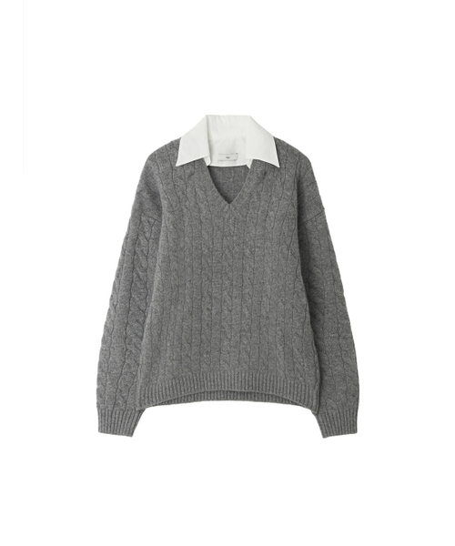 Kijun（キジュン）の「Shirt Collar V-Neck Knit Melange Grey（ニット/セーター・レディース・その他・SMALL/MEDIUM）」の5枚目の写真