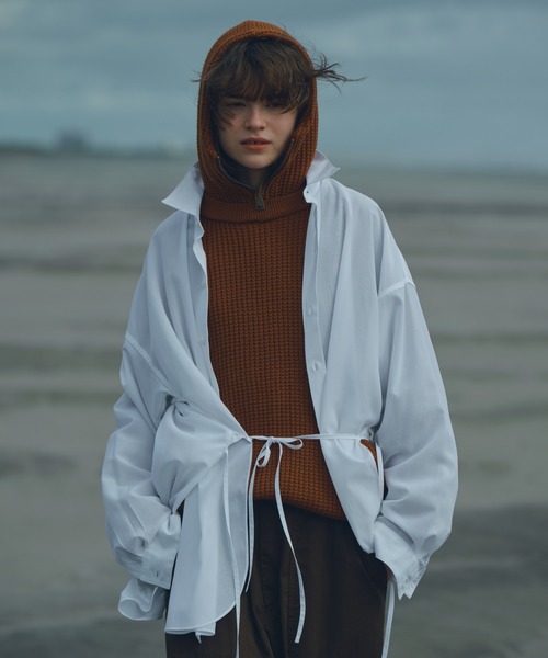 Toironier(トワロニエ)の「Toironier/トワロニエ/Zip Waffle Knit Hoodie(ニット/セーター・メンズ・チャコールグレー/ブラック/ブラウン・2/1)」の7枚目の写真