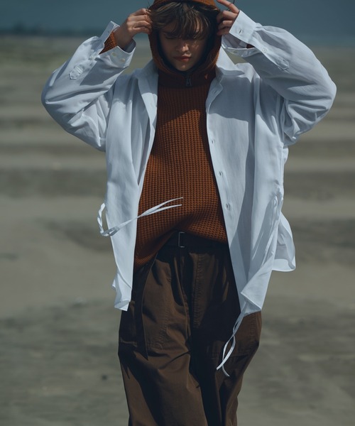 Toironier(トワロニエ)の「Toironier/トワロニエ/Zip Waffle Knit Hoodie(ニット/セーター・メンズ・チャコールグレー/ブラック/ブラウン・2/1)」の8枚目の写真