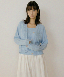 whole garment knit cardigan-sky