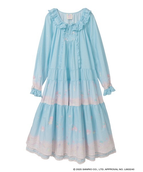 PINK HOUSE A Starry Night Wish柄ワンピース Little Twin Stars×PINK HOUSE A Starry Night Wish柄ミディワンピース