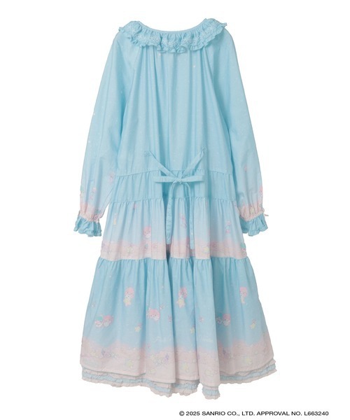 Little Twin Stars×PINK HOUSE A Starry Night Wish柄ミディワンピース