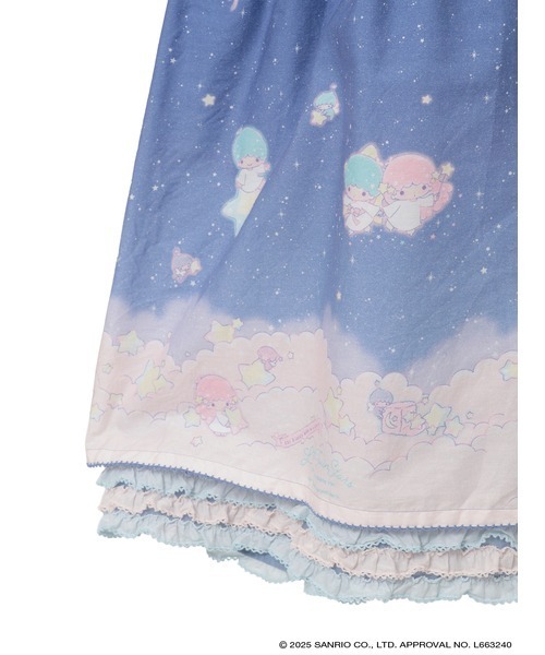 Little Twin Stars×PINK HOUSE A Starry Night Wish柄ミディワンピース