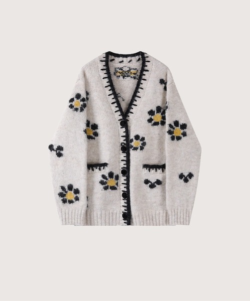 LA POMME jours(ラポミ・ジュール)の「Garden Motif Jacquard Cardigan(カーディガン/ボレロ・レディース・アイボリー・FREE)」の1枚目の写真