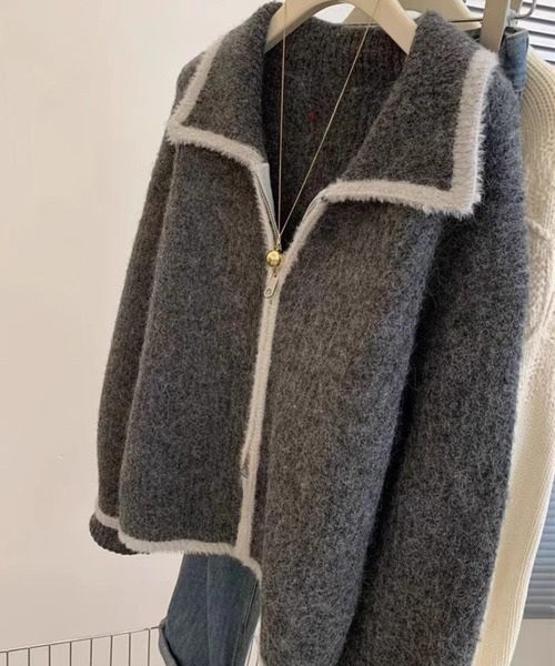 CADBURY（キャドバリー）の「衿付ﾀﾞﾌﾞﾙｼﾞｯﾌﾟﾆｯﾄｼﾞｬｹｯﾄ（その他アウター・レディース・グレー・FREE）」の2枚目の写真