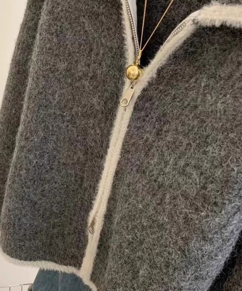 CADBURY（キャドバリー）の「衿付ﾀﾞﾌﾞﾙｼﾞｯﾌﾟﾆｯﾄｼﾞｬｹｯﾄ（その他アウター・レディース・グレー・FREE）」の3枚目の写真