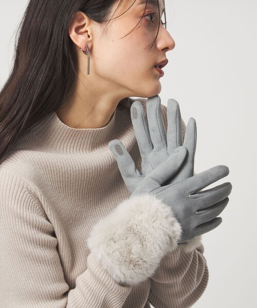起毛シルキー フェイクファー グローブ 手洗い可能（手袋）｜green