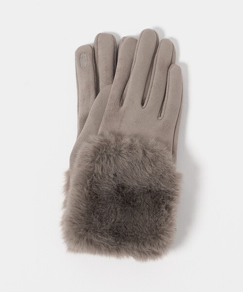 green label relaxing（グリーンレーベルリラクシング）の「起毛シルキー フェイクファー グローブ 手洗い可能（手袋・レディース・ダークグレー/モカ/ライトグレー・FREE）」の3枚目の写真