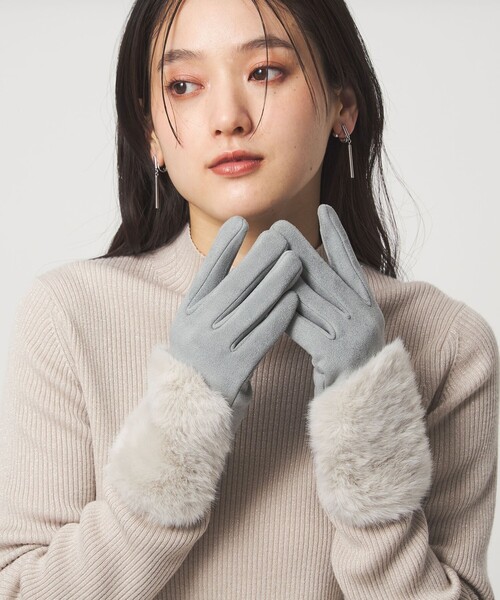 green label relaxing（グリーンレーベルリラクシング）の「起毛シルキー フェイクファー グローブ 手洗い可能（手袋・レディース・ダークグレー/モカ/ライトグレー・FREE）」の19枚目の写真
