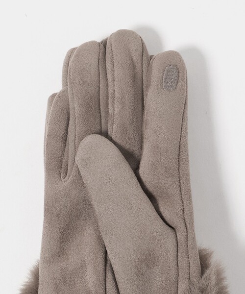 green label relaxing（グリーンレーベルリラクシング）の「起毛シルキー フェイクファー グローブ 手洗い可能（手袋・レディース・ダークグレー/モカ/ライトグレー・FREE）」の12枚目の写真