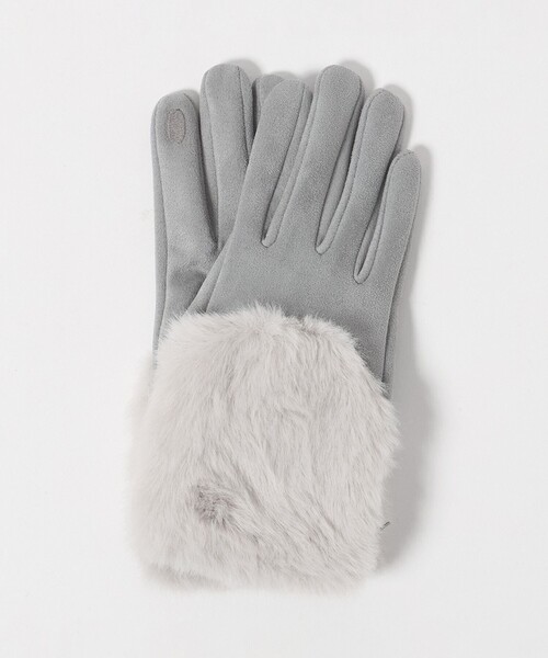 green label relaxing（グリーンレーベルリラクシング）の「起毛シルキー フェイクファー グローブ 手洗い可能（手袋・レディース・ダークグレー/モカ/ライトグレー・FREE）」の15枚目の写真