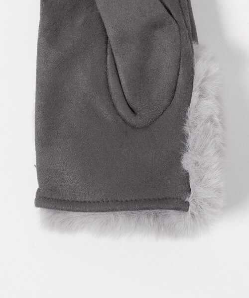 green label relaxing（グリーンレーベルリラクシング）の「起毛シルキー フェイクファー グローブ 手洗い可能（手袋・レディース・ダークグレー/モカ/ライトグレー・FREE）」の7枚目の写真