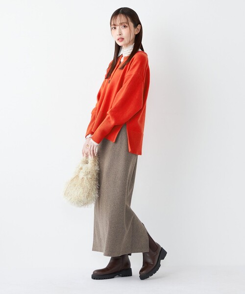SHIPS Colors(シップス カラーズ)の「SHIPS Colors:〈手洗い可能〉ジャージー へリボーン / チェック タイトスカート(スカート・レディース・ブラック/ブラウン/ダークブラウン・ONE SIZE)」の14枚目の写真
