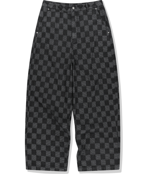 NOT4NERD(ノットフォーナード)の「Checkerboard Baggy Fit Denim Pants - Black(デニムパンツ・レディース・その他・X-LARGE/MEDIUM/LARGE)」の2枚目の写真