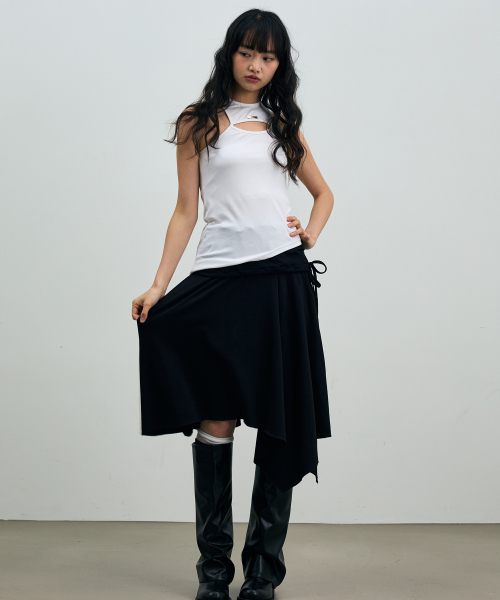 SILENT MIRAGE SWEAT SKIRT / BLACK
