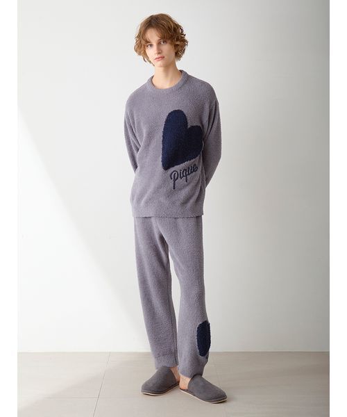 【ジェラートピケ】ヨッシー　ジャガードプルオーバー&パンツセットアップ　ブルー ジェラートピケ ヨッシージャガードプルオーバーショートパンツセット