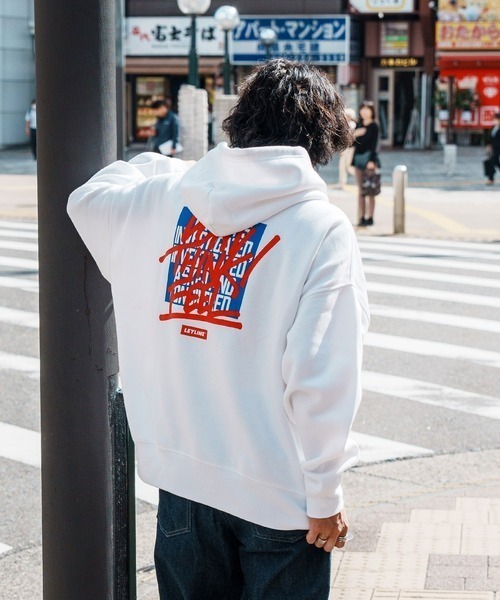 Leyline（レイライン）の「【Leyline】Over paint parka（パーカー・メンズ・ホワイト/ブラック・M/L/XL）」の4枚目の写真