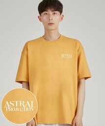 シンプルレタリングロゴラウンドネック15番手綿半袖Tシャツ_チェダー