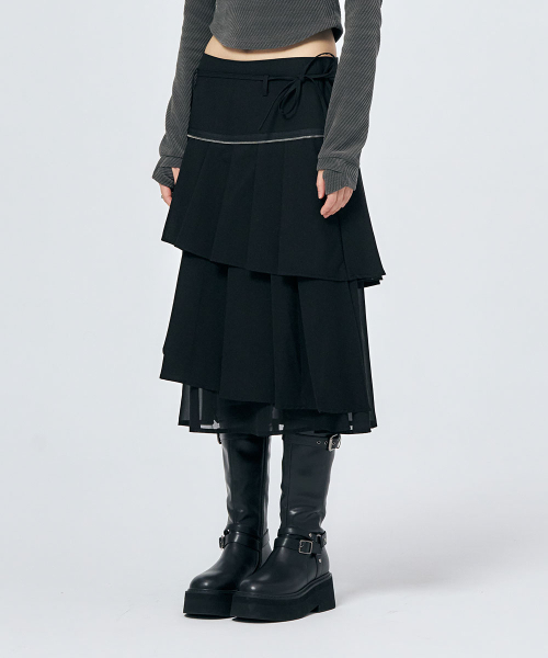 SCHISM INDUCING(スキズムインデューシング)の「SPIRAL MIDI SKIRT BLACK(スカート・レディース・その他・OS)」の1枚目の写真