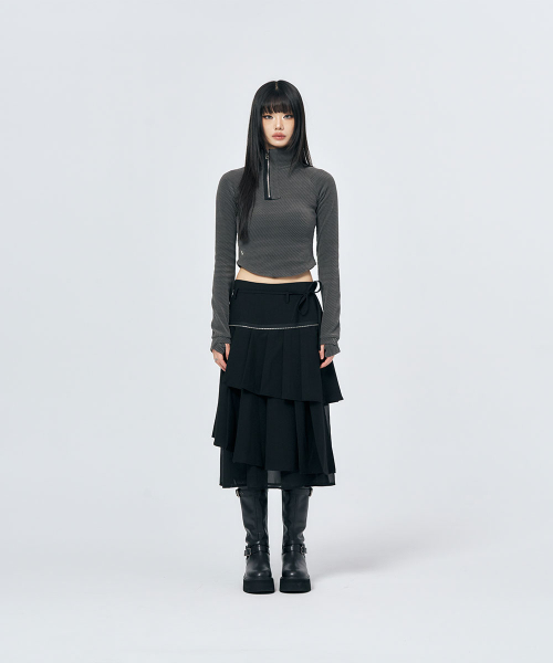SCHISM INDUCING(スキズムインデューシング)の「SPIRAL MIDI SKIRT BLACK(スカート・レディース・その他・OS)」の4枚目の写真
