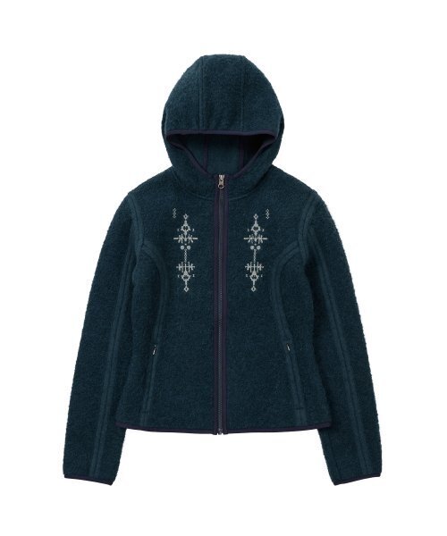 Embroidered Wool Jacket Blue Navy