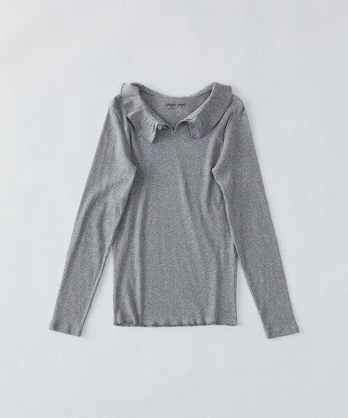 conges payes ADIEU TRISTESSE（コンジェ ペイエ アデュートリステス）の「フリルカラーインナーカットソー（Tシャツ/カットソー・レディース・キナリ/グレー系その他/ブラック・FREE）」の3枚目の写真
