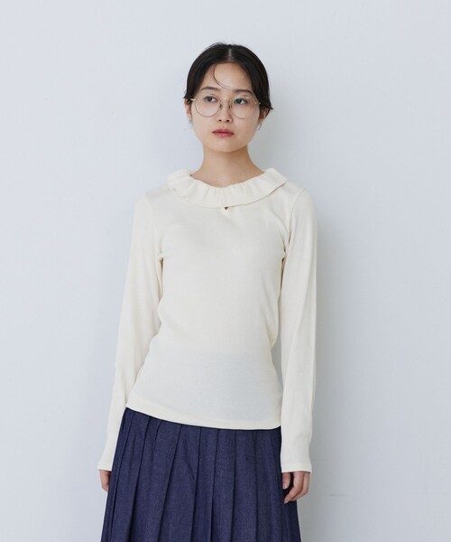 conges payes ADIEU TRISTESSE（コンジェ ペイエ アデュートリステス）の「フリルカラーインナーカットソー（Tシャツ/カットソー・レディース・キナリ/グレー系その他/ブラック・FREE）」の17枚目の写真